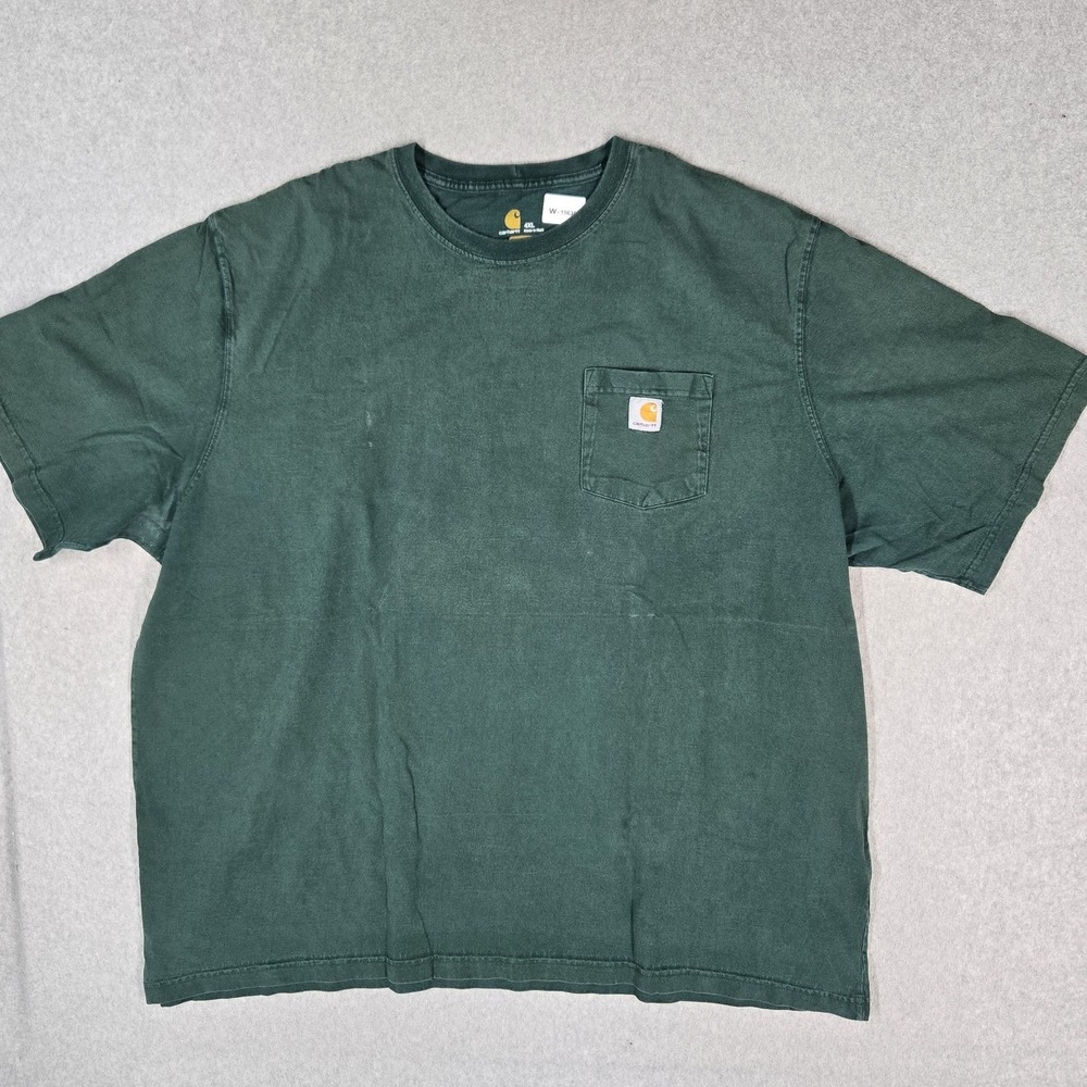 Carhartt Men Shirt 4XL Green K87 Logo Original Fit Short Sleeve Pockets